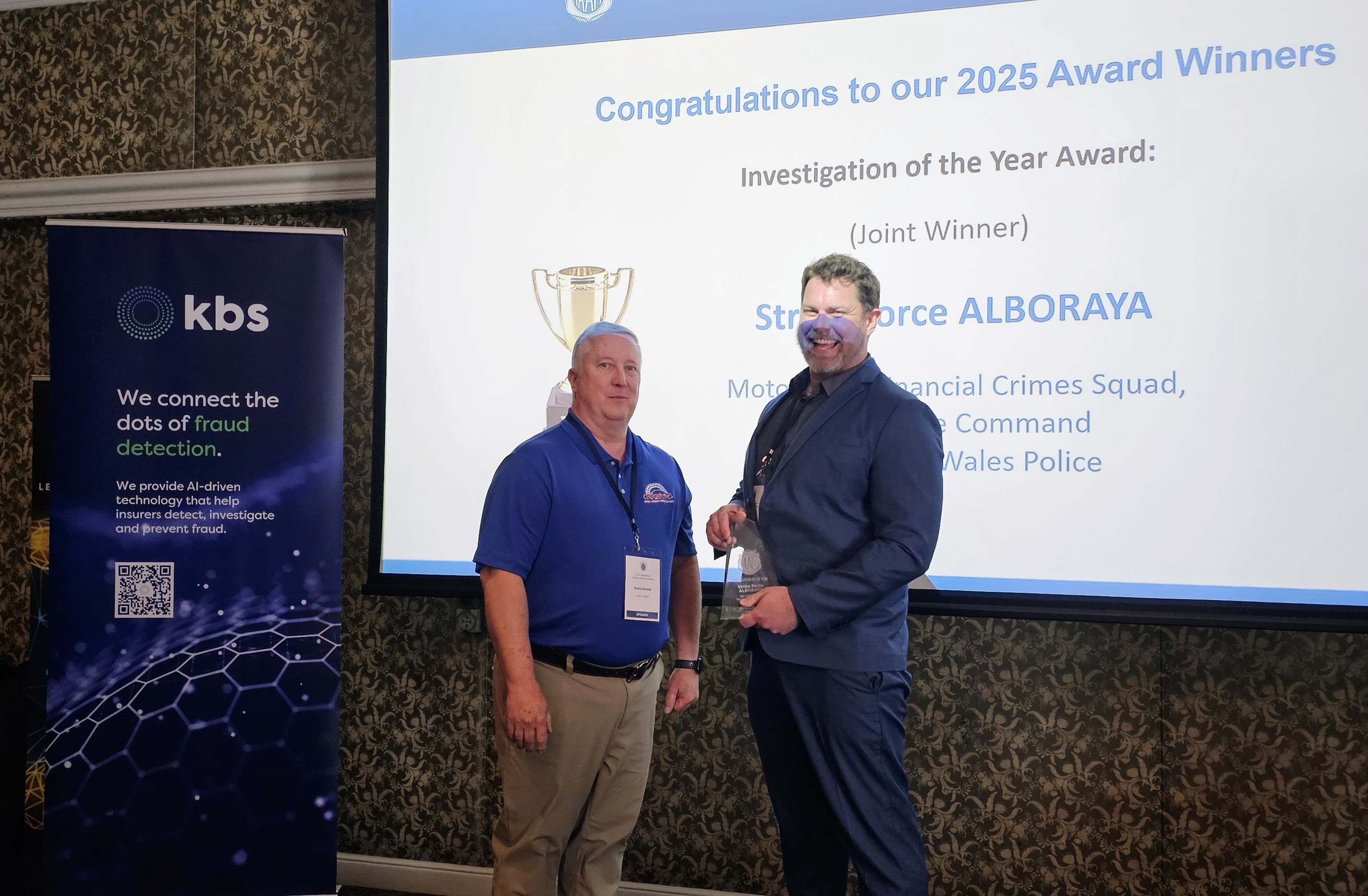 L-R: Rusty Russell (1st Vice President, IAATI) and Jared Lacey (NSW Police)