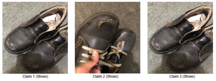 Shoes in Claims 1 - 3