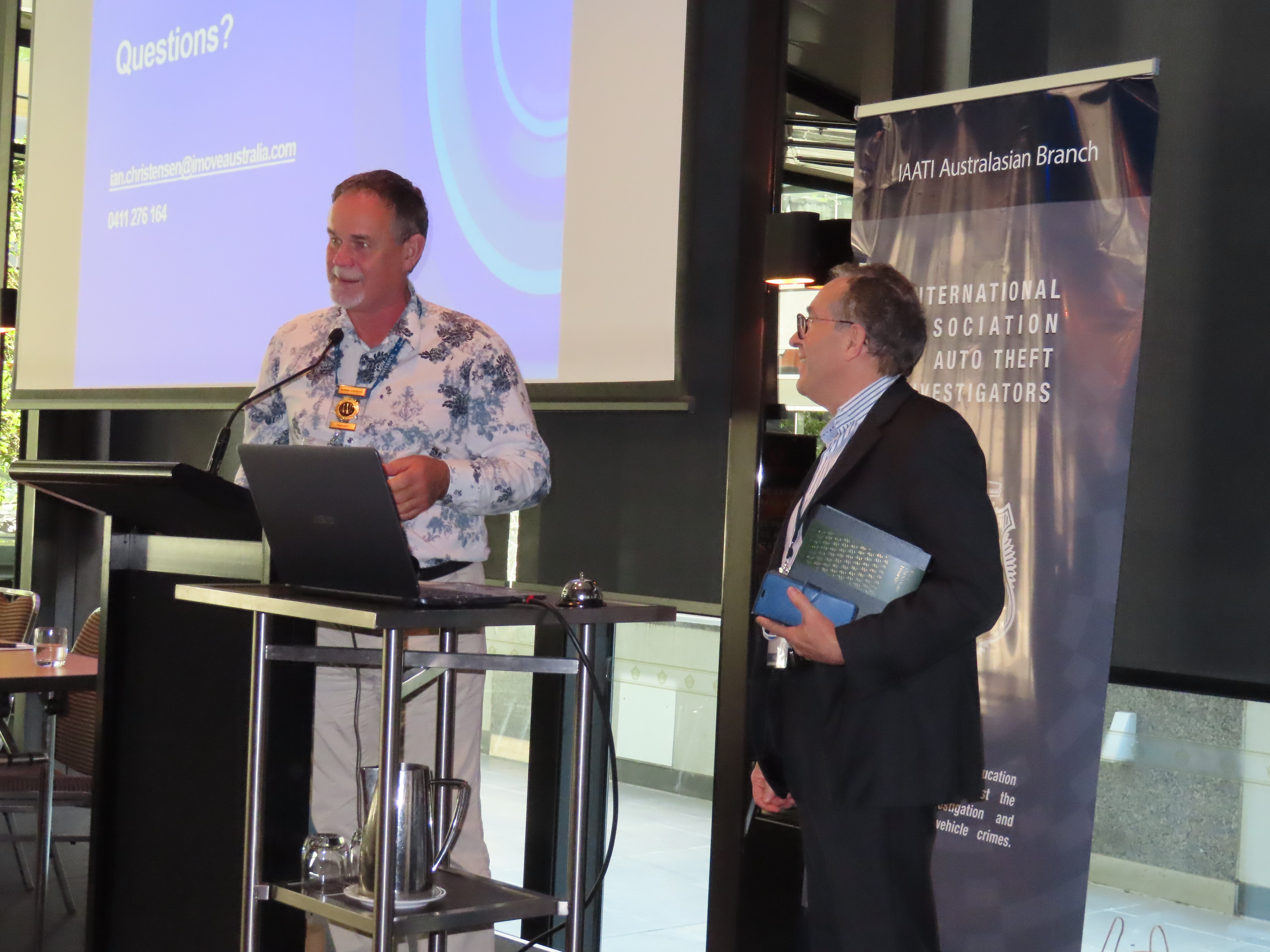 Warren Stevenson, Australasian Branch President, and Ian Christensen, IMOVE Australia 