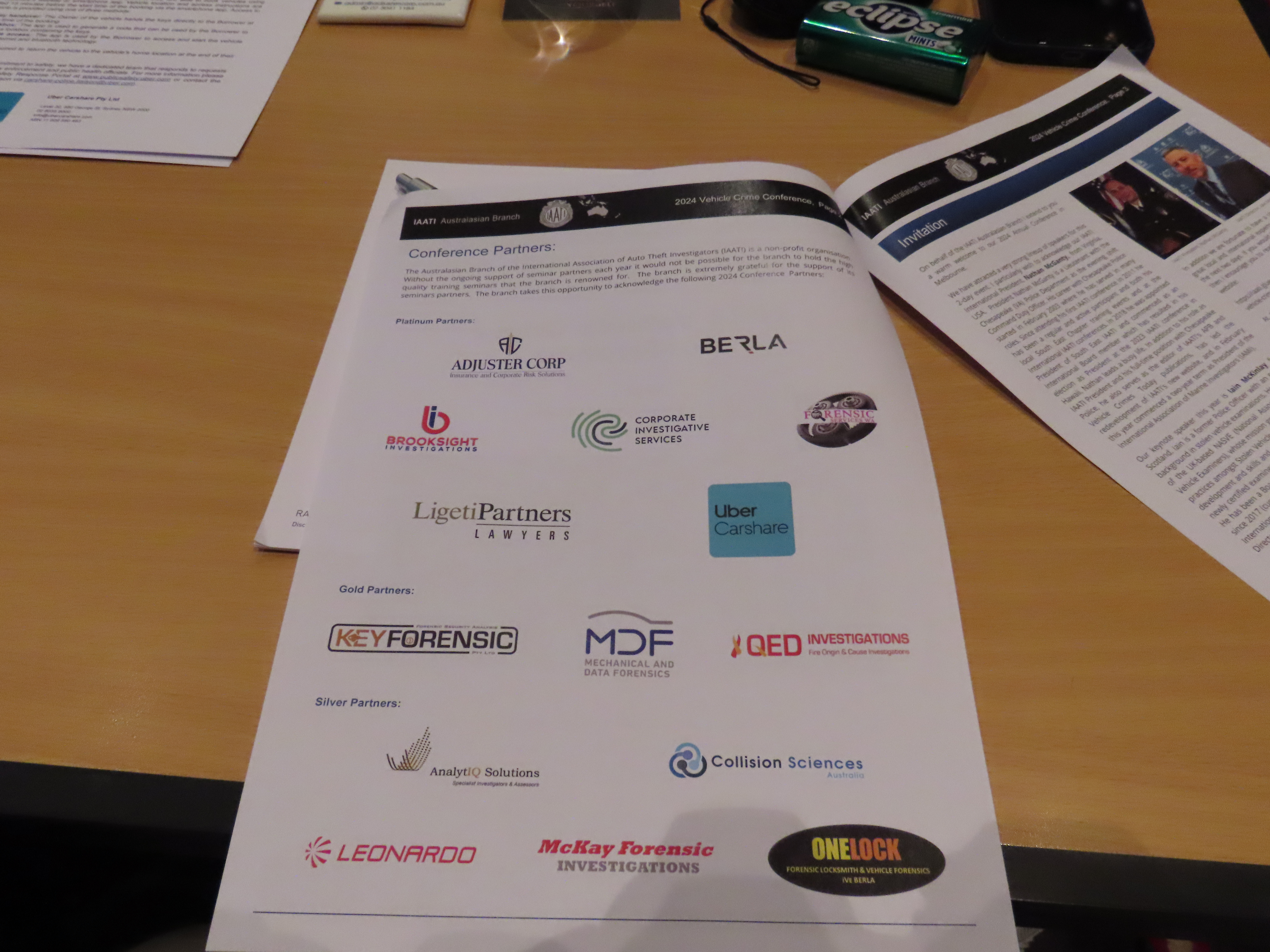 A list of the Conference sponsors