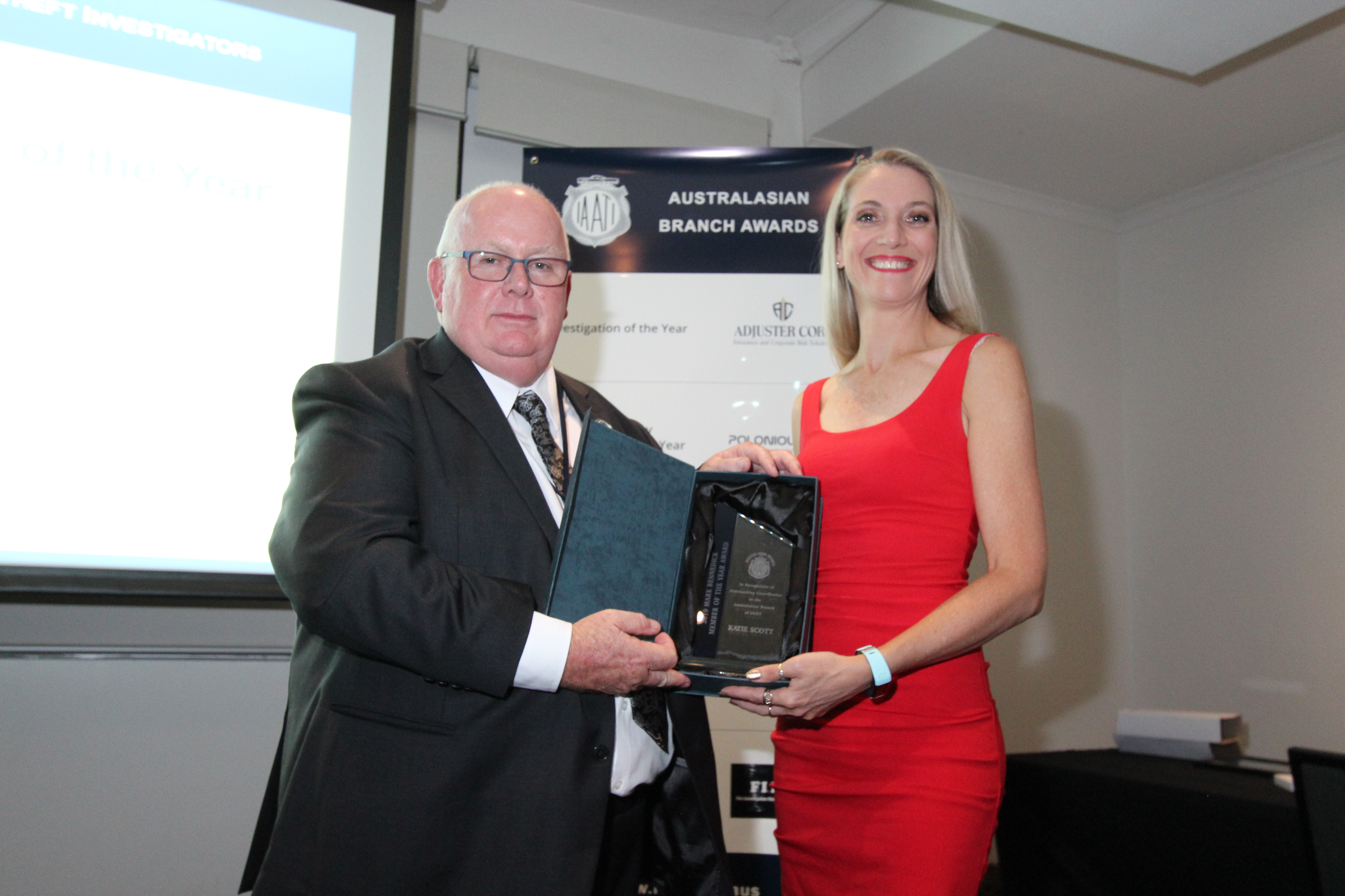 Australasian Branch President (left) and Katie Scott, 2019 Member of the Year recipient